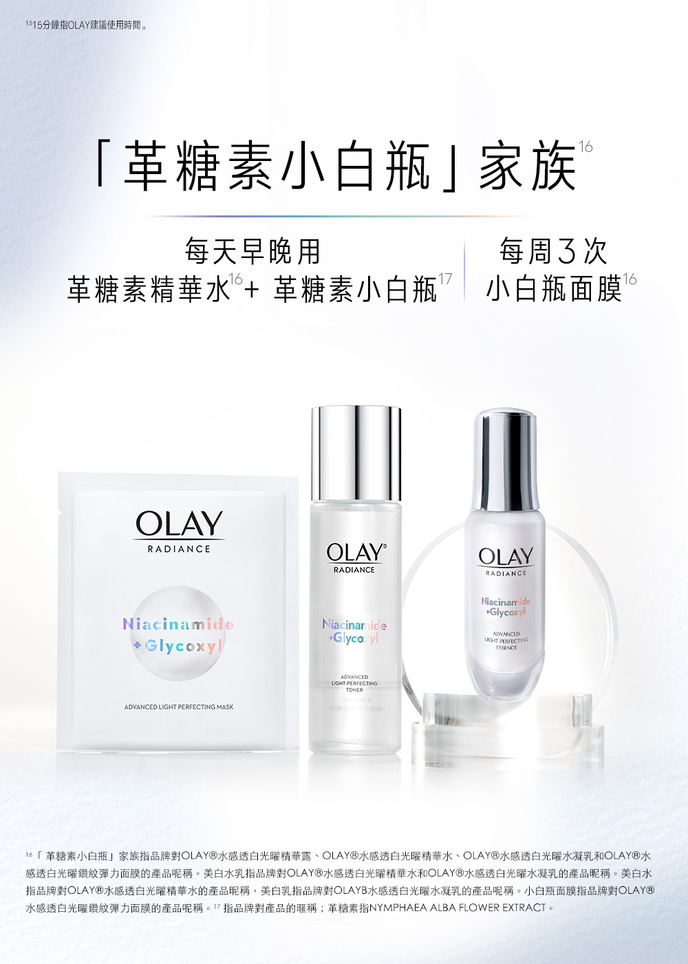 指品牌对OLAY水感透白光曜精华水的产品昵称,美白乳指品牌对OLAYB水感透白光曜水凝乳的产品呢称。小白瓶面膜指品牌对OLAY