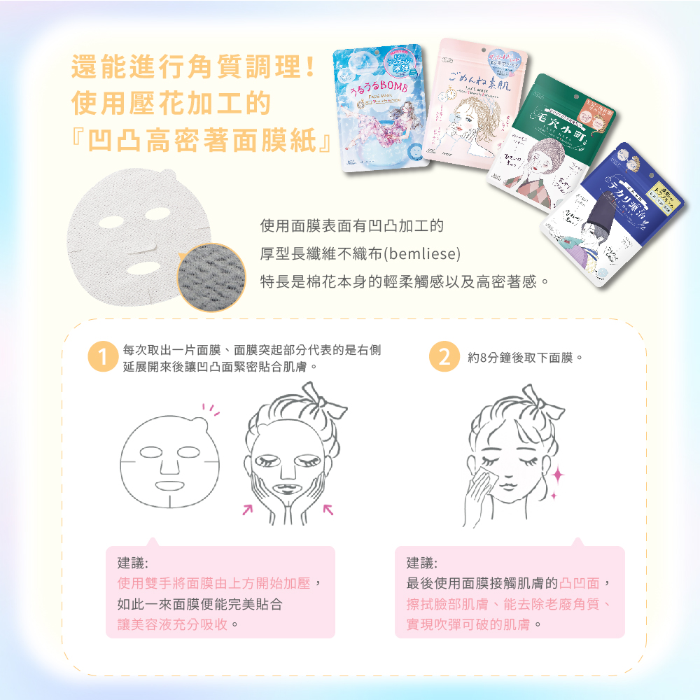 每次取出一片面膜、面膜突起部分代表的是右侧