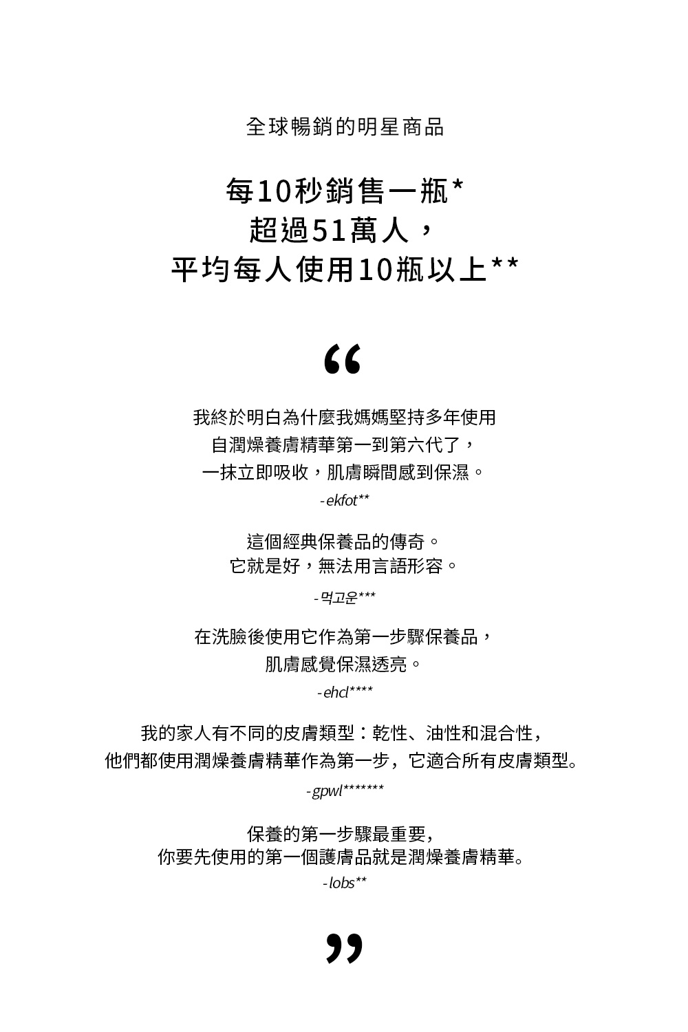 他们都使用润燥养肤精华作为第一步,它适合所有皮肤类型。