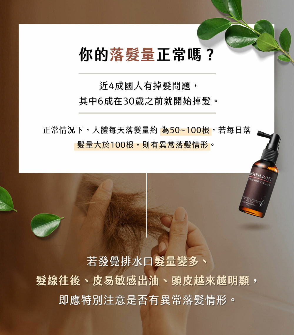 正常情况下,人体每天落发量约为50100根,若每日落