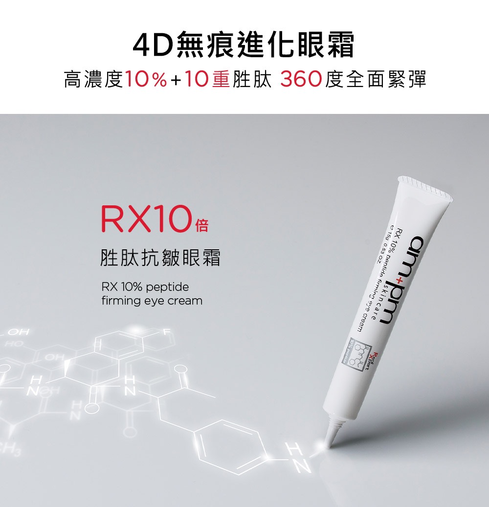 4D无痕进化眼霜 高浓度10%10重胜肽 360度全面紧弹 胜肽抗皱眼霜 