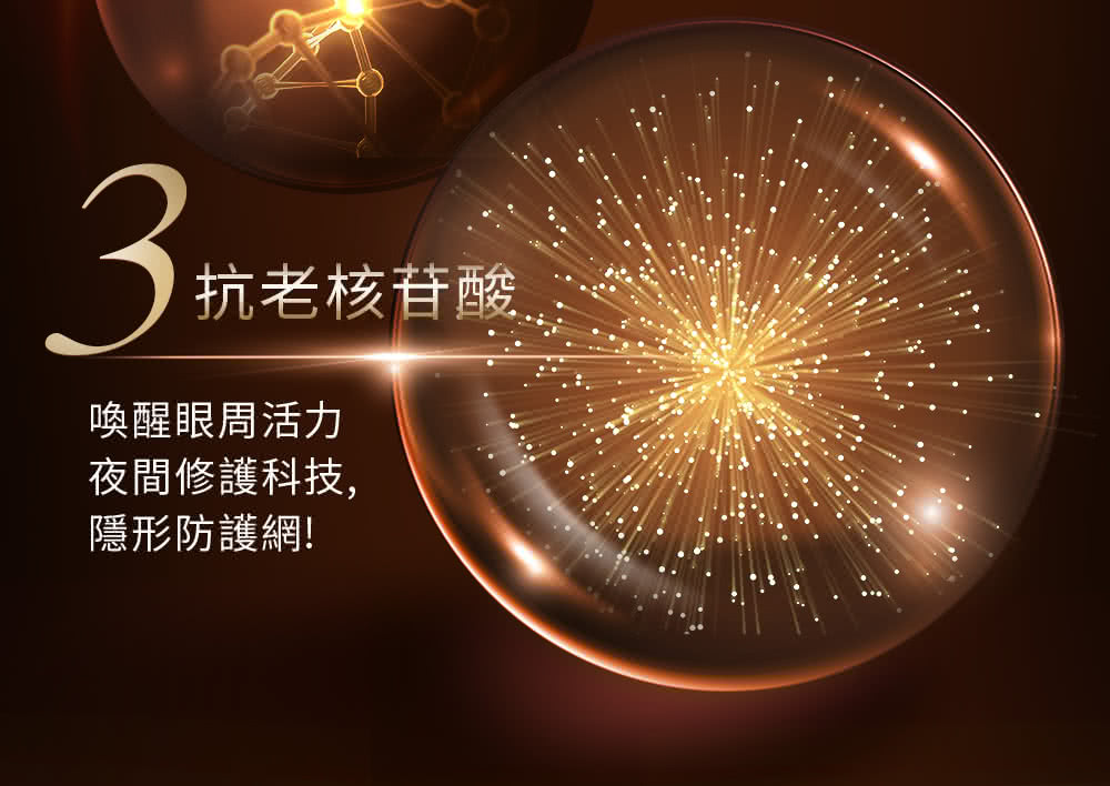 抗老核苷酸... 唤醒眼周活力 夜间修护科技, 隐形防护网 