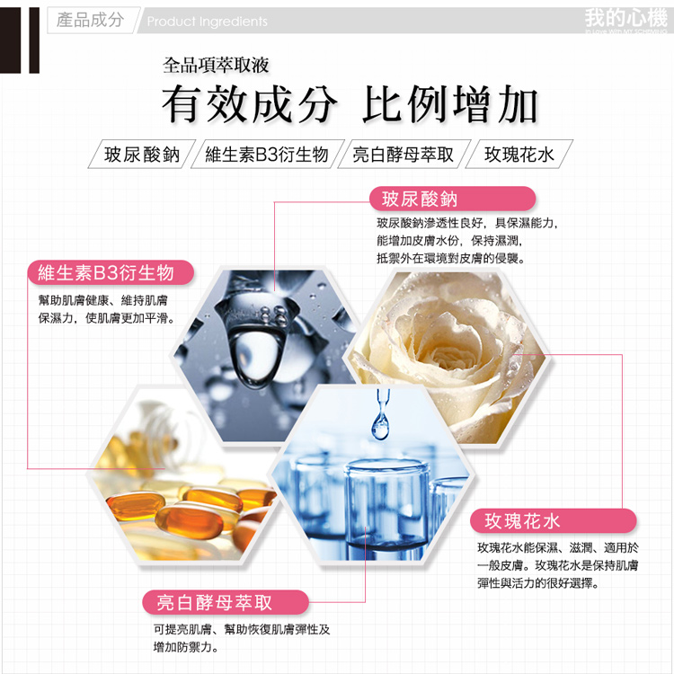 玻尿酸钠维生素B3衍生物亮白酵母萃取